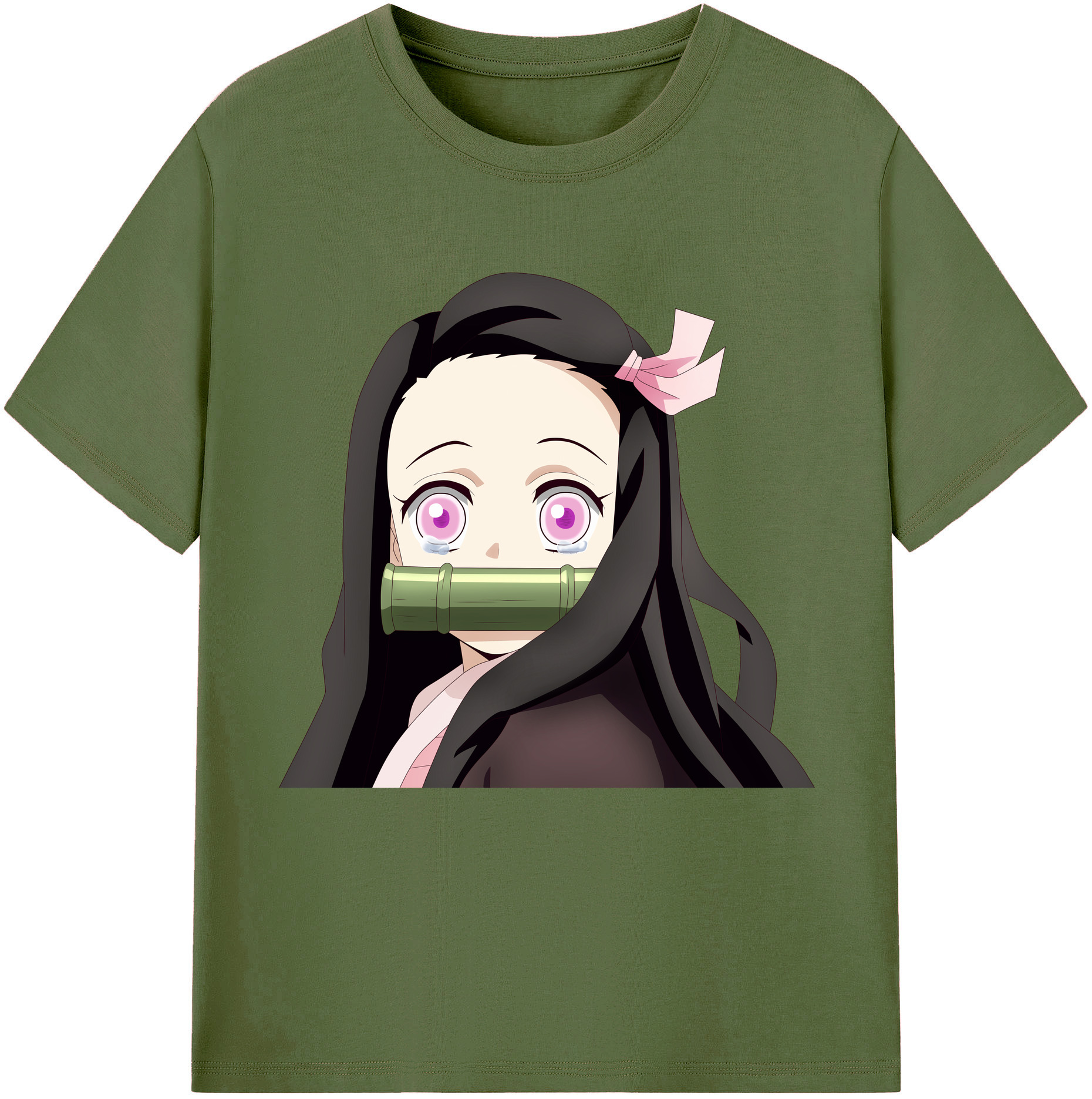 （画像用） 鬼滅の刃（きめつのやいば）竈門 禰󠄀豆子／かまど ねずこ Kamado Nezuko 綿100％半袖Tシャツ（フロントプリント）
